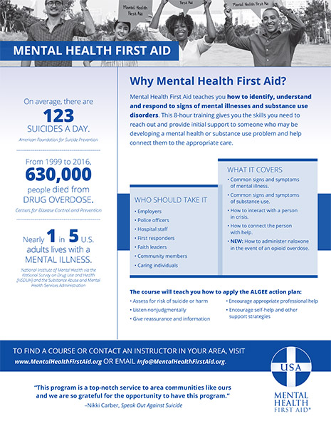 Mental Health First Aid Training - Tri-County Behavioral Healthcare